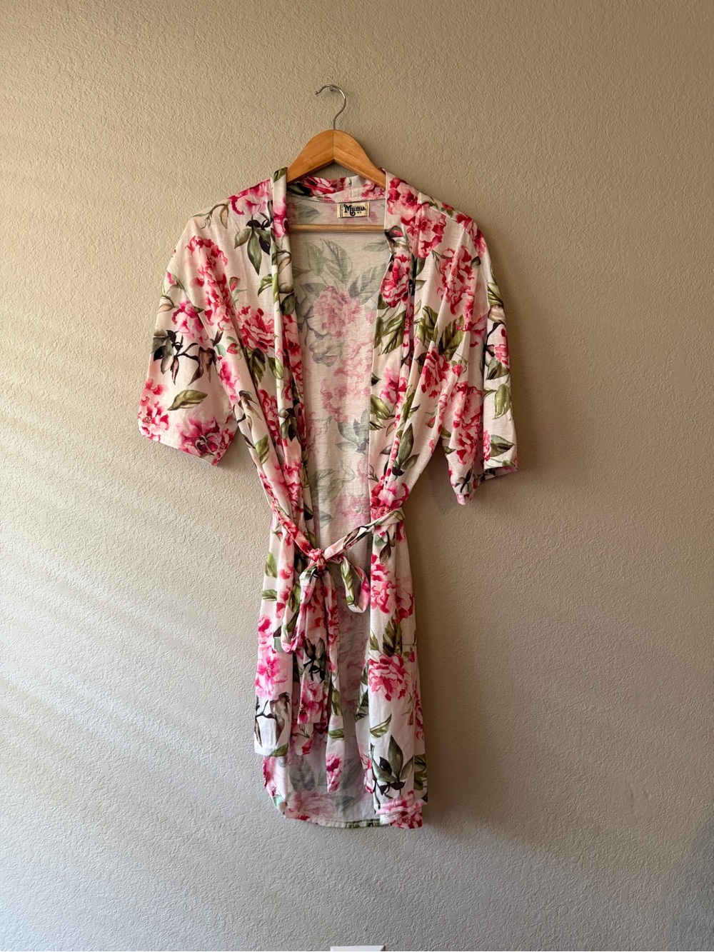 Show Me Your MuMu Brie Pink & White Floral Tie-Waist Robe One Size